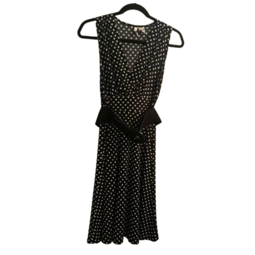 Sami & Jo Polka Dot Midi Dress w/ Belt – Small